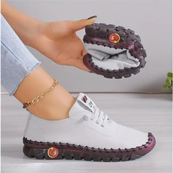 Einfarbige Freizeit-Sneaker für Damen, rutschfeste, atmungsaktive, weiche Low-Top-Sneaker zum Schnüren, vielseitige, bequeme Alltagsschuhe 38 grau
