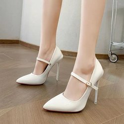 Sexy High Heels mit einem Wort Schnalle, modische 12 cm Super Heel Lady Party Pumps, große spitze Zehen Stiletto-Damenschuhe 38