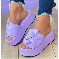 Damen Sandale, dicker Boden, Freizeitschuhe, Damen, Freizeit, Sommer, Schleife, Keilabsatz, Sandalen, Damen, Plattform-Slipper, große Größe 35–43 36 licht lila