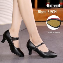 Latein-Tanzschuhe für Damen aus echtem Leder, rotes Rindsleder, weiche Sohle, mittlerer/hoher Absatz, Square-Dance-Stil. 39