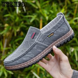 Herren Old Beijing Stoffschuhe Frühling Herbst Atmungsaktive weiche Unterseite Mittleres Alter und ältere Vaterschuhe Rutschfeste Freizeit-Leinwandschuhe 44 grau