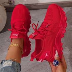 Damen, Freizeitschuhe, Gewebte Damenschuhe, Sportschuhe, Netzschuhe, Atmungsaktive Schuhe, Damenschuhe für alle Jahreszeiten 39 rot