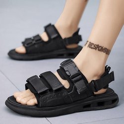 Sommersandalen rutschfeste verschleißfeste Strandsandalen für Herren mittleren Alters Freizeitsandalen 44 schwarz