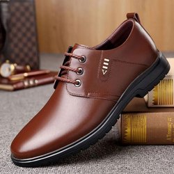 Herren Lederschuhe im koreanischen Stil Casual Business British Work Lederschuhe Rutschfeste Dad-Schuhe mit weicher Sohle 44 braun