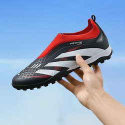 2025 Mode Fußballschuhe kurze Stollen AG Stollen professionelle Herren- und Damen-High-Top-Fußballschuhe Kunstrasen-Training 45 schwarz