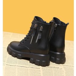 Fleecestiefel Damen All-Match Herbst und Winter Schnee Baumwollschuhe Dickbesohlte Stiefeletten 35 schwarz