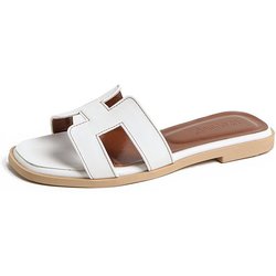 Hausschuhe für Damen zum Draußentragen 2025 neu ins Tide Frühling und Sommer vielseitige Sandalen Mode Strand flache Flip-Flops 40 weiß