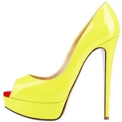 LOSLANDIFEN Sexy Peep Toe Plateau Damen Pumps 14cm Super High Heels Lackleder Schuhe Rot Hochzeit Stilettos Große Größe 43 44 44