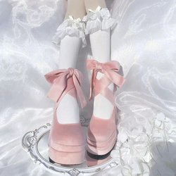 Lässige High Heels mit Riemchen für Damen aus Wildleder im japanischen Retro-College-Stil, dicke High Heels in großen Größen 40