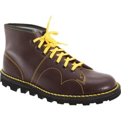 Grafters Herren Retro-Stiefel aus beschichtetem Leder mit Affen 6 UK weinrot