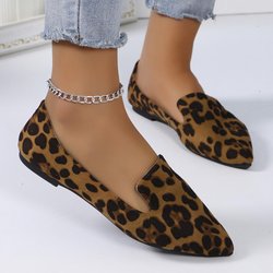 Mode Flache Schuhe mit Leopardenmuster und flachem Ausschnitt Frühling Sommer Damenschuhe 39 braun