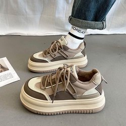 Ins Style Trendy Niche Dicke Sohle Big Head Schuhe Retro Peplum Atmungsaktive Anti-Geruch Anti-Rutsch Tragbare Low-Top-Sneaker 40 braun