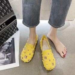 Mode Slipper Damen Schuhe Loafer Atmungsaktiv Stretch Flache Ballerinas Damen Weiche Sohle Bootsschuhe 40 gelb