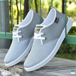 Mesh-Schuhe für Frühling und Sommer Atmungsaktive Laufschuhe für Herren aus hohlem Mesh Freizeitschuhe für Herren Trendy Sports Mesh-Schuhe 44 graue