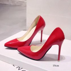 Neue Feste Farbe Pumps Frauen High Heel Schuhe Weibliche Mode Lackleder Sexy Spitz Dünne Ferse Hochzeit Schuhe Größe 44 44 alizarin crimson