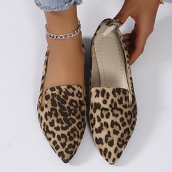 Mode Flache Schuhe mit Leopardenmuster und flachem Ausschnitt Frühling Sommer Damenschuhe 40 khaki