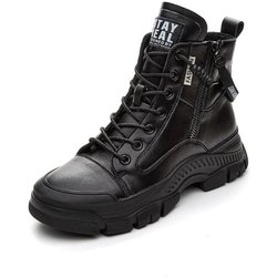 Echtes Leder Schuhe Damen High Top Sneakers Mode Damen Schuhe Cool Street Junge Damen Schuhe 35 schwarz