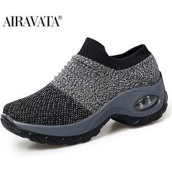 Damen-Freizeitschuhe, modische Nähte, gepolsterte Keilsneaker 38 grau