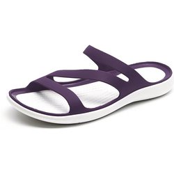 Beliebte Sandalen ohne Absätze Frau Sommer 2024 EVA Einfarbig Casual Hausschuhe Frauen Flache Gelee Schuhe Damen Strand Sandale 40 39 violett