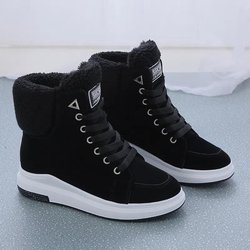 Winterstiefel Damen Samt Warme Kurze Stiefel Damen Koreanische Version Der Lässigen Schneestiefel Studenten Mit Hundert Baumwollschuhen 35 schwarz