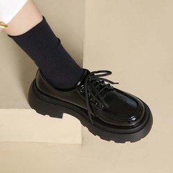 Schwarzer Loafer für Damen, Spitze, dicker Boden, Gothic-Lolita-Stil, Kunstleder, Erhöhungsschuhe, Preppy-Stil, rutschfeste Arbeitsschuhe mit flachem Boden 38