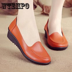 Handgemachte Leder weiche Schuhe weibliche Wohnungen Lady Round Toe Schuhe Loafers Casual Schuhe Frauen 36 braun