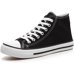 Klassische Retro-Low-Top-Canvas-Schuhe für Damen – Nahtlose Lieferung High top, Male 42 schwarz
