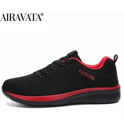 Herren- und Damen-Strick-Sneaker, ultraleicht, atmungsaktiv, für Sport, Laufen, Gehen, Fitnessstudio 45 rot/schwarz