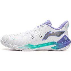 Li Ning Gummi Weich Elastisch Bequem Rutschfest Abriebfest Atmungsaktiv Leicht Niedrig Geschnittene Badmintonschuhe Unisex Schuhe Weiß Lila AYZU017-1 37⅔