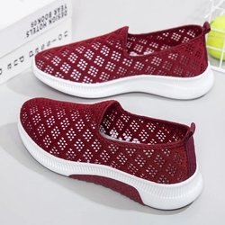 Sommer-Einzelschuhe aus Netzstoff für Damen, alte Peking-Stoffschuhe, atmungsaktive Freizeitschuhe, weiche Sohle, rutschfeste flache Sohle, Mutterschuhe 41 rot