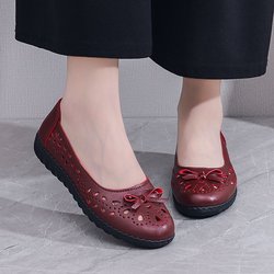 Sommer Hohle Atmungsaktive Damen Schuhe Einzelner Schuh Bequem Weiche Sohle Rutschfest Flache Sohle Schuhe 41