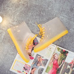 Modische kurze Röhren-Regenschuhe, koreanische Version der rutschfesten wasserdichten Schuhe 36 gelb