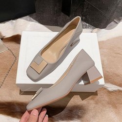Mode High Heels Frauen Party Schuhe Elegante Büro Dame Schuhe Marke Frauen Mittleren Quadratischen Absatz 4 cm 38