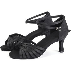 Hoher Absatz 7 cm, professionelle Damen-Latin-Tanzschuhe, Salsa-Ballsaal-Tanzschuhe für den Innenbereich 38 schwarz