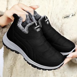 Damen Schneestiefel mit Fleecefutter, warme wasserdichte Winterstiefeletten zum Reinschlüpfen, Thermo-Outdoor-Shorts 40 schwarz