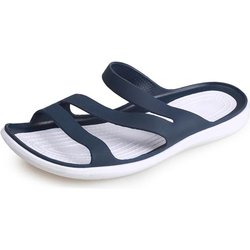 Beliebte Sandalen ohne Absätze Frau Sommer 2024 EVA Einfarbig Casual Hausschuhe Frauen Flache Gelee Schuhe Damen Strand Sandale 40 40 blau