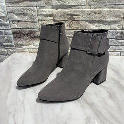 Mode Chic elegante Damen Luxus Stiefeletten Sneaker Kurze Stiefel spitz Zehe Kleid Büro Schuhe für Damen Stiefel Freizeitschuhe Mutter 38 graue