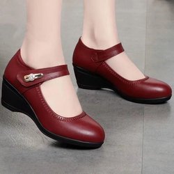 Weiches Leder, weiche Sohle, Mamas kleine Lederschuhe, neue Frühlings- und Herbststile, weiche Sohle, rutschfest, Schuhe mit schrägem Absatz 38