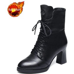 Mode Mittlere Waden Schuhe Frau Leder Runde Kappe Lace-up Schwarz High Heels Elegante Absätzen mit Schnürsenkel Halbe Stiefel Frauen auf Förderung Y2k Heißer 39