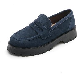 Mode 2024 Neue Frauen Loafer Schuhe Wildleder Echtes Leder Britischen Stil frauen Frühling Schuhe Dicken Boden Große Größe Damen schuhe 38