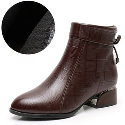 Stiefeletten für Damen, spitze Zehen, dicke Absätze, Schuhe aus echtem Leder, kurze Stiefel, weiche Sohle, Schuhe, Übergröße 35–43 41