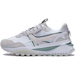 Li Ning Fangyuan Evo Stoff Synthetikleder Klassische Mode Reflektierend Low Top Sportliche Freizeitschuhe Damen Sneaker Weiß Grau AGCS164-3 36⅓