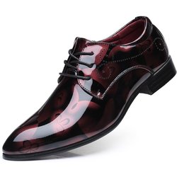 Lackleder-Oxford-Schuhe für Herren, Abendschuhe, formelle Herrenschuhe, spitze Zehen, Business-Hochzeitsschuhe, Übergröße 48 rot
