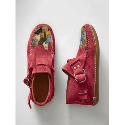 Stiefel Plover Damen Komfort Cartoon Katze Bedruckt Lederknopf Lässig Flach Knöchel - 6 Lila 40 rot