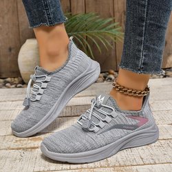 Leichte Sportschuhe für Damen, atmungsaktive Low-Top-Sneaker, weiche Lauf-, Wander-, Fitness- und Joggingschuhe 38 grau