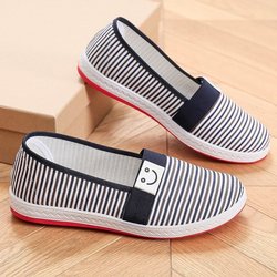 Damen Canvas Schuhe Frühling Sommer Atmungsaktive Damen Mädchen Schuhe Slip-on Flats Loafers Damen Freizeitschuhe Streifen Mama Schuhe Zapatos Mujer 40