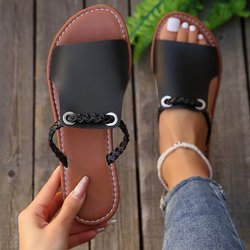Damen Flip-Flops Hausschuhe Damen Sommermode Flats Sandalen Hausschuhe 37 schwarz