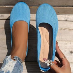 Damen Freizeitschuhe Mode Runde Zehenpartie Flache Schuhe Bequeme Atmungsaktive Mesh Ballerinas 40 himmelblaue