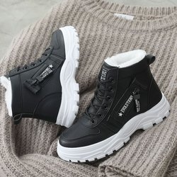 Winter Damen Schuhe Lace Up Frauen Turnschuhe Schnee Stiefeletten Wasserdichte Warme Plattform Botas Frau Schuhe 40 schwarz