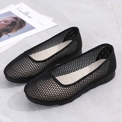 Mesh-Loch-Schuhe, dicke Sohlen, lässige Sommersandalen für Damen, schwarze Arbeitsschuhe, leichte, atmungsaktive Mesh-Schuhe, vielseitiger, einfarbiger Komfort 40 schwarz